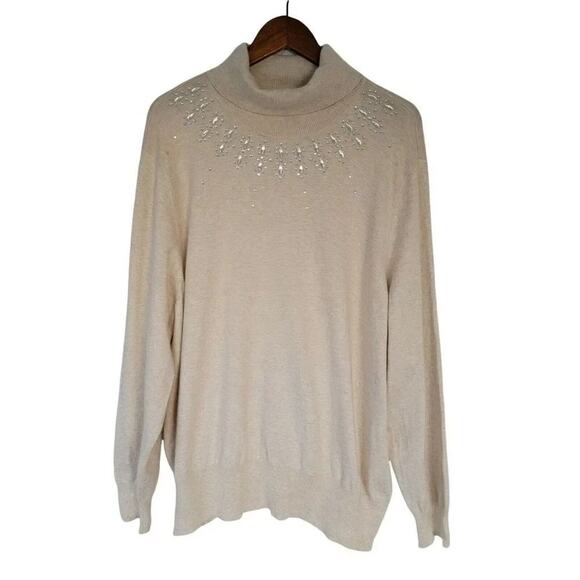 Lane Bryant Sweater Top Womens Size 26 28 Rhinestone Embellished Wool Angora - Picture 1 of 10